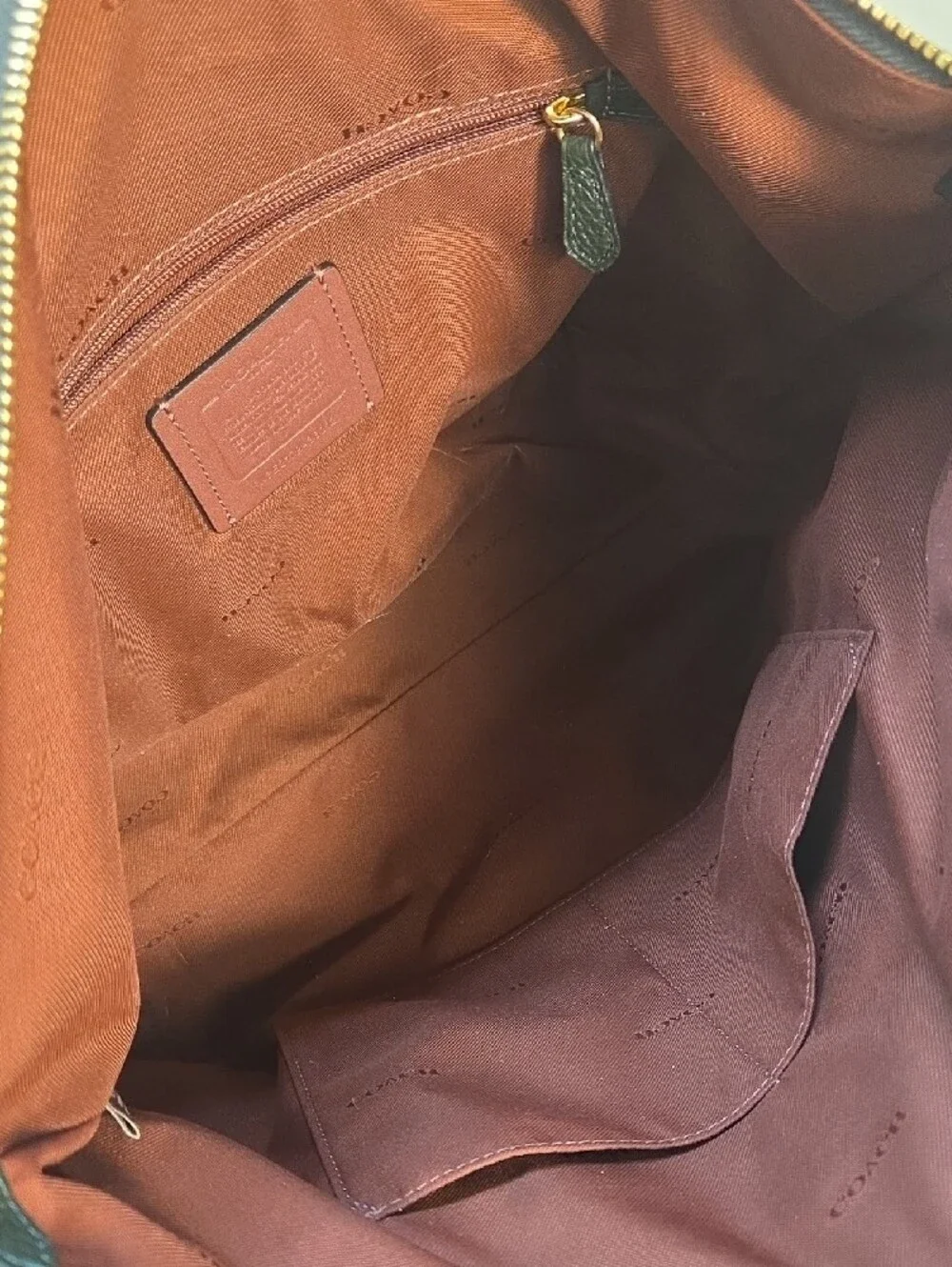 Coach Taylor Pebbled Leather Tote in Dark Green with Gold Hardware - Picture 10 of 12